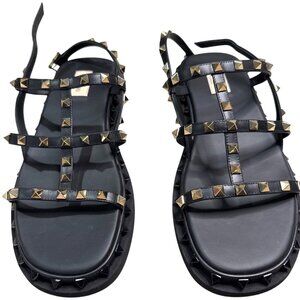 Valentino Garavani Rockstud Caged Black Leather Sandals 10 US NIB MSRP $1090
